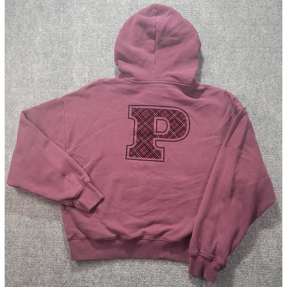 Victoria's Secret PINK Hoodie Burgundy Plaid P Logo Pullover XS